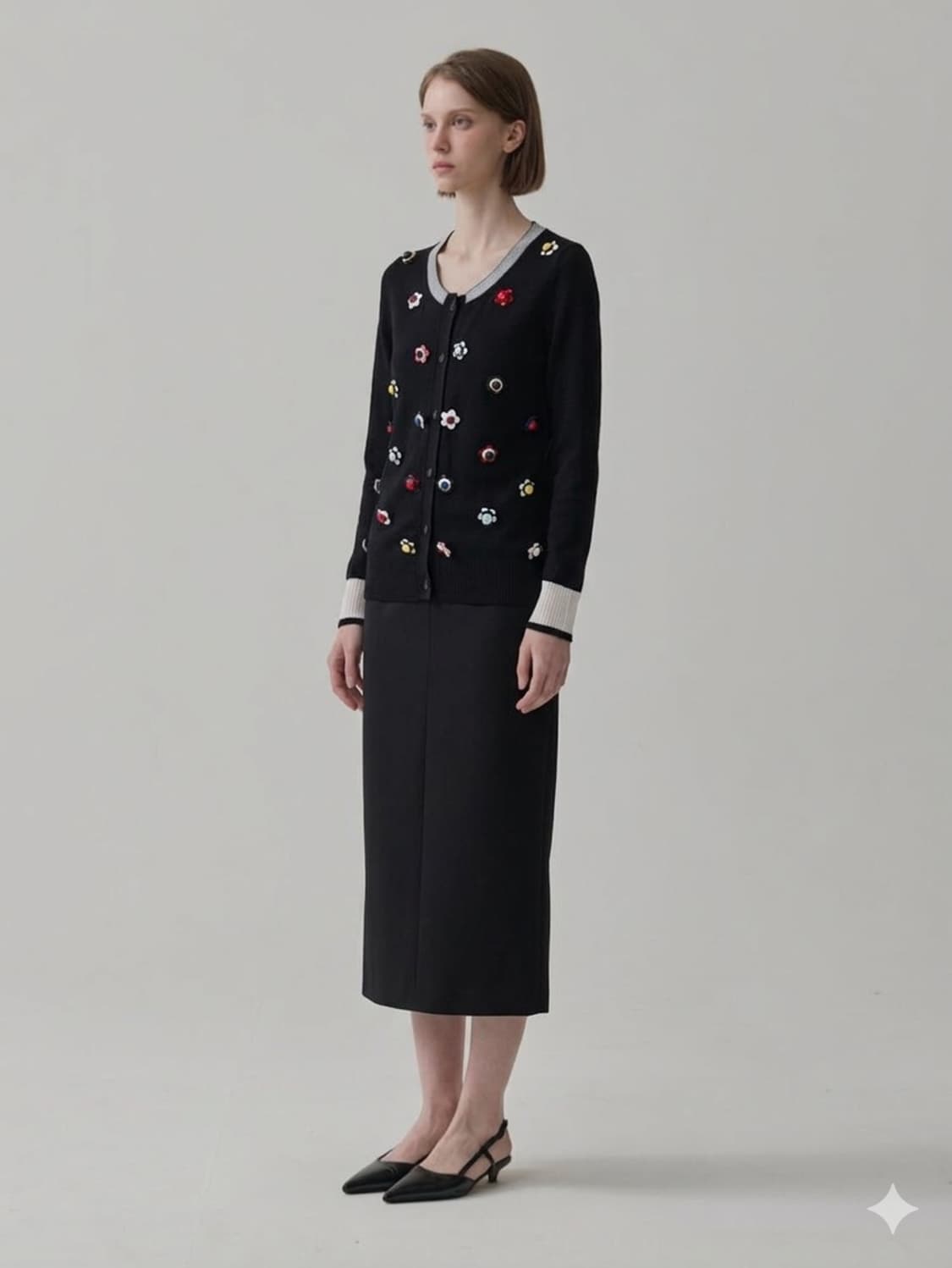 🌸 입체 플라워 아플리케 가디건 FREE | 캐시미어 혼방 · 유니크 상품이미지2