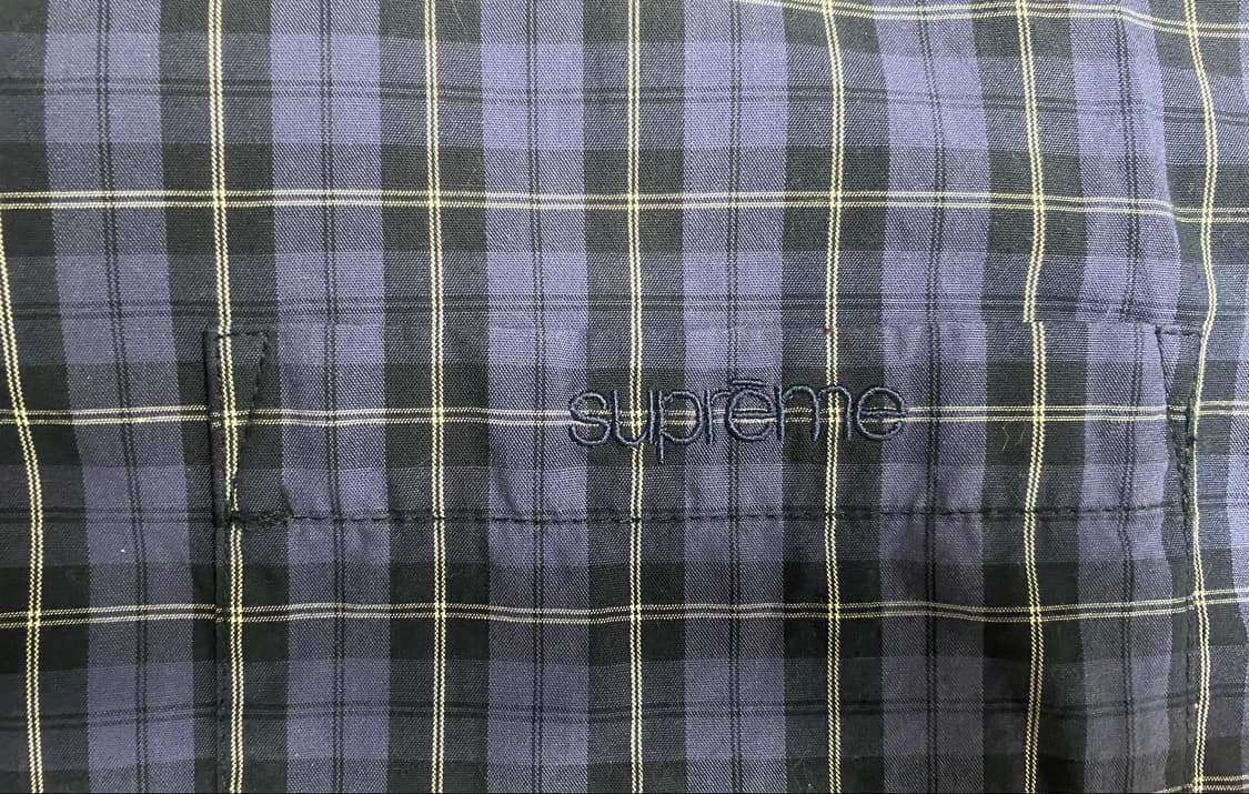 (M)슈프림 24SS Loose Fit Mini Plaid 셔츠 네이비 상품이미지5
