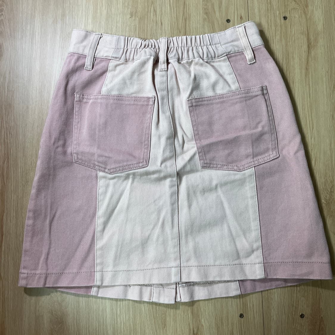 빈티지 | 잉그니 투톤 핑크 데님 미니 스커트 일브 상품이미지3