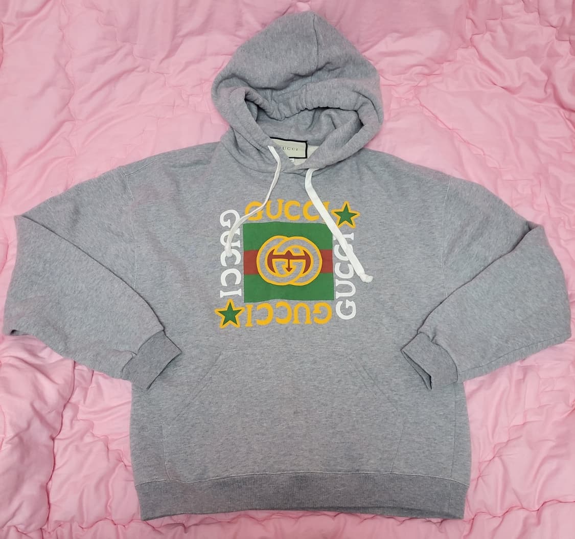 정품)급처상태좋음!구찌 오버핏 남녀공용 웹 로고 후드 티셔츠 상품이미지3