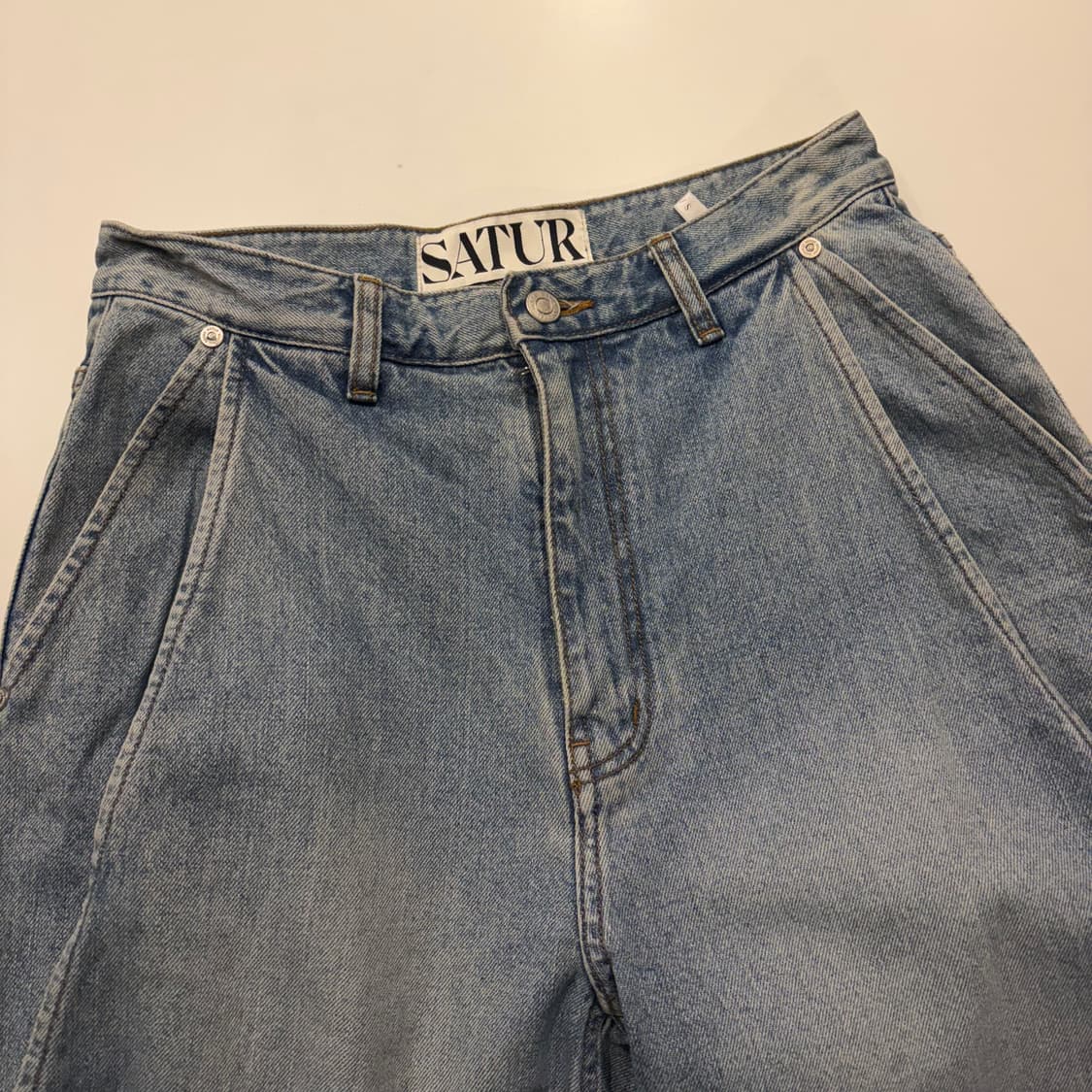 [S] SATUR 세터 비날레스 데님 와이드 팬츠 D574 상품이미지3