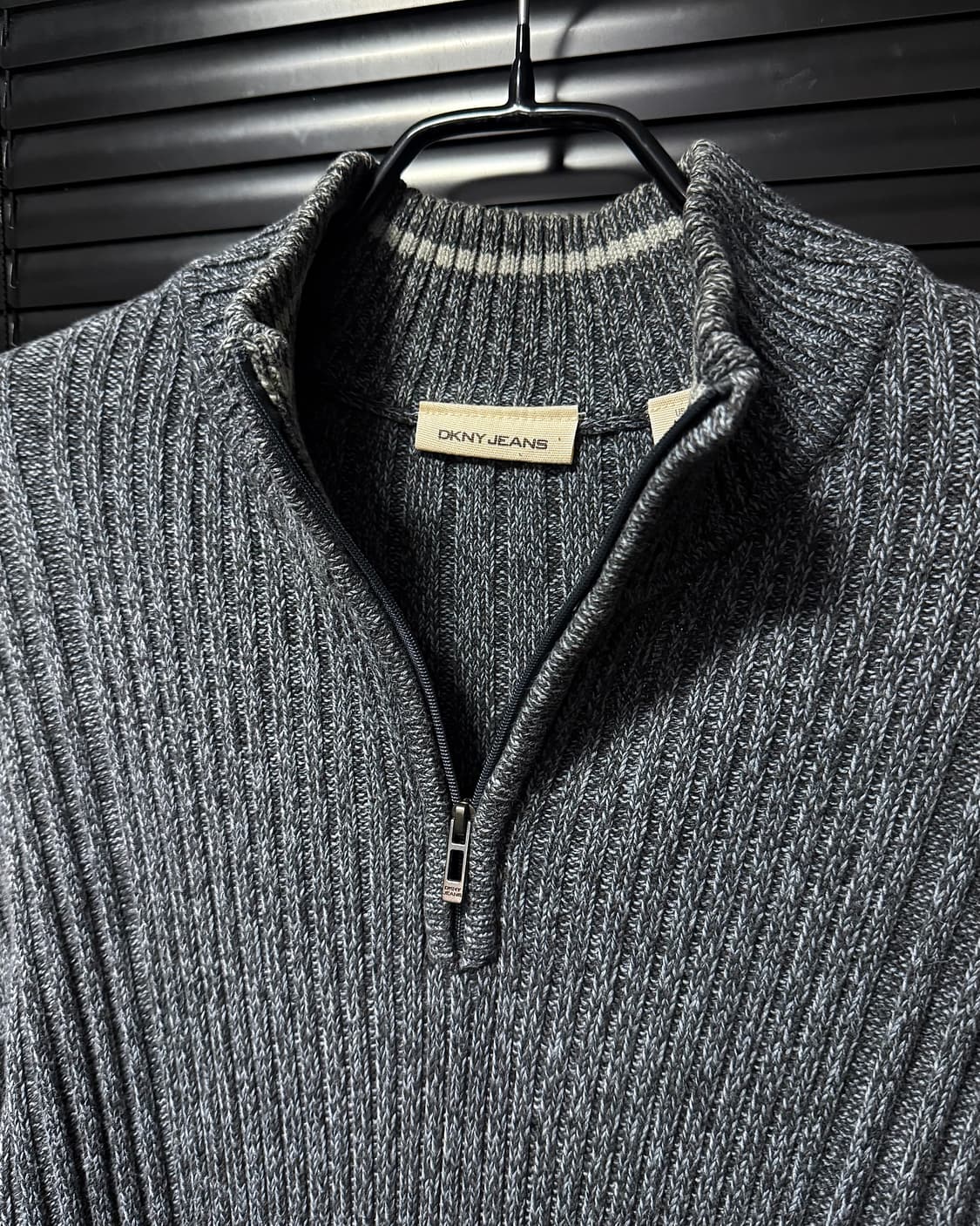 DKNY 도나카란 하늘색 보카시 반집업 긴팔 골지 니트 L 100 펑크 상품이미지5