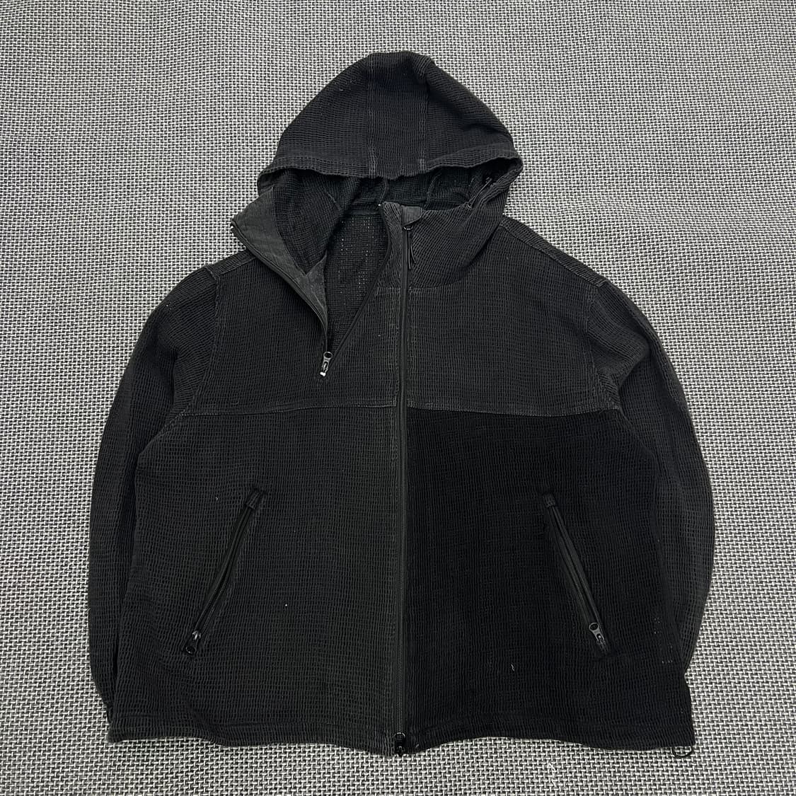 라퍼지스토어 사선지퍼 와플 후드집업 상품이미지1