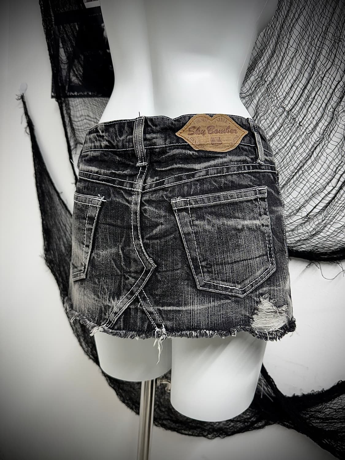 00s damage washing lowrise denim skirt 상품이미지6