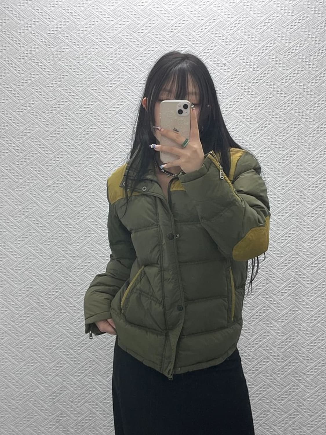 노스페이스 레트로 빈티지 말차카키 엘보패치 패딩 100 C07726 상품이미지2