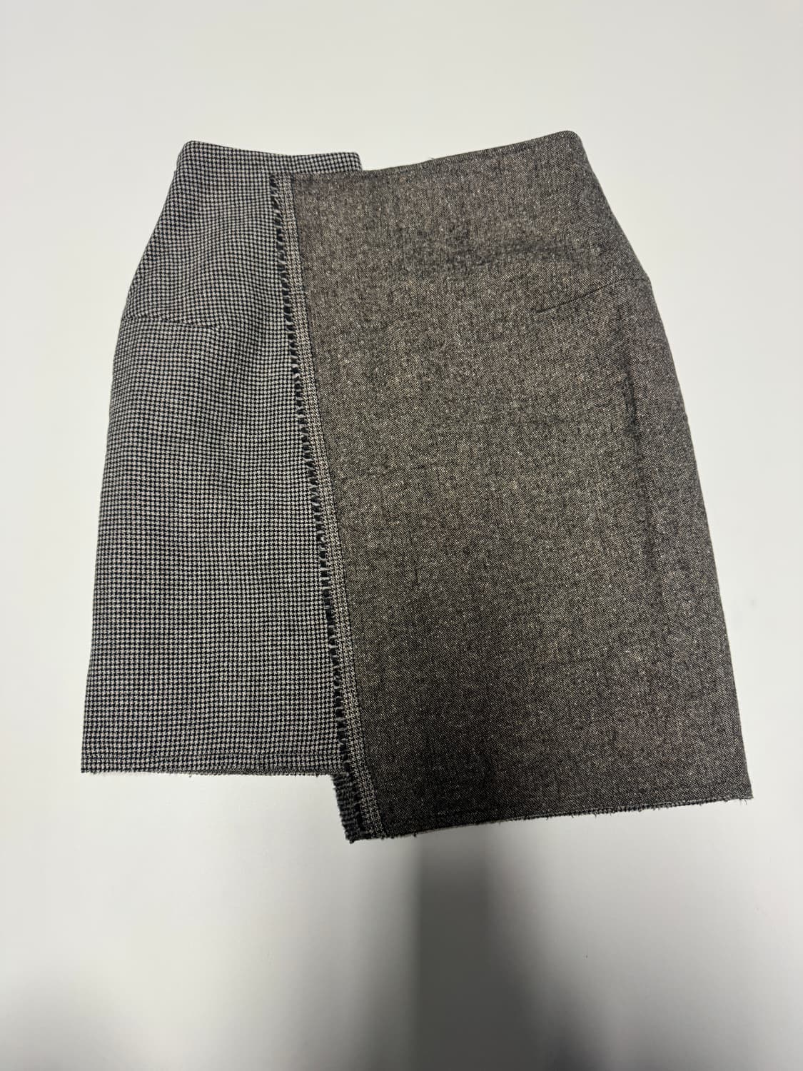 여성 한섬 타임 Time 투 톤 체크 스커트 울 치마 상품이미지2