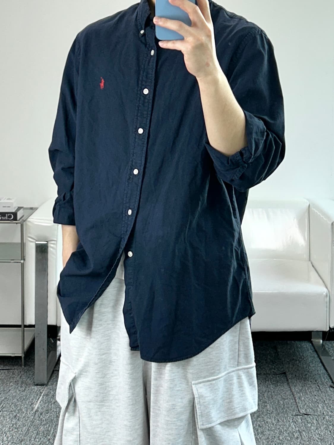 폴로 랄프로렌 네이비 레드포니 셔츠 L 상품이미지2