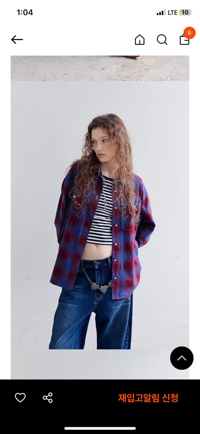 데어드 실버 버튼 체크셔츠 버건디 상품이미지2