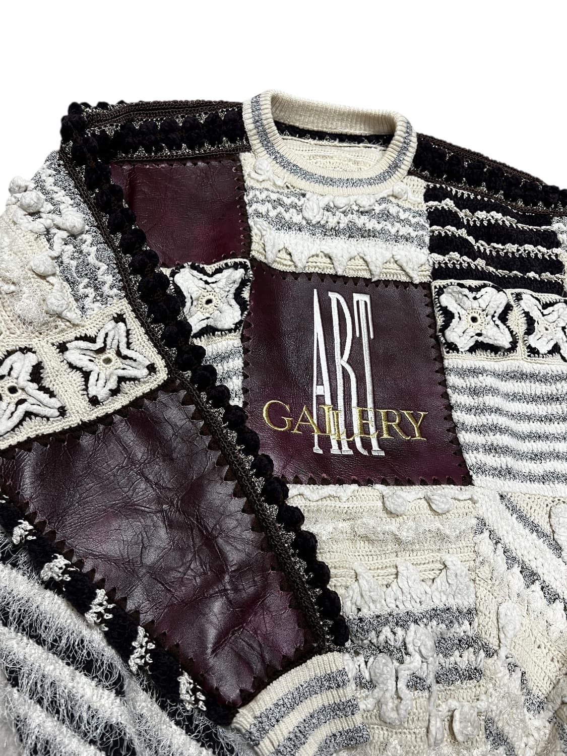 패치워크 가죽 니트 상품이미지4