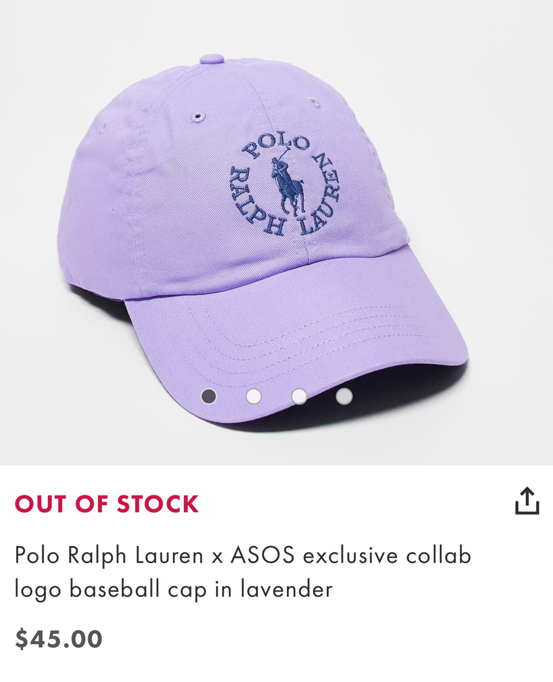 폴로 랄프로렌x아소스 한정 콜라보 볼캡 라벤더 새제품 상품이미지6