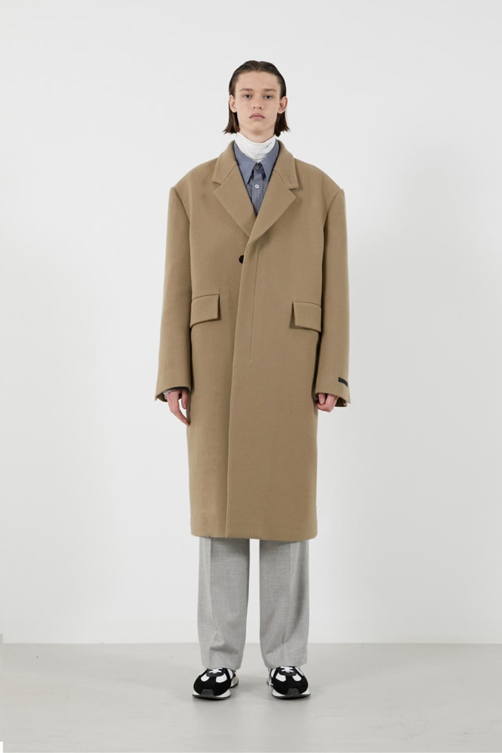 (M)애프터프레이X러드 히든버튼 오버사이즈 싱글 코트 베이지 상품이미지1