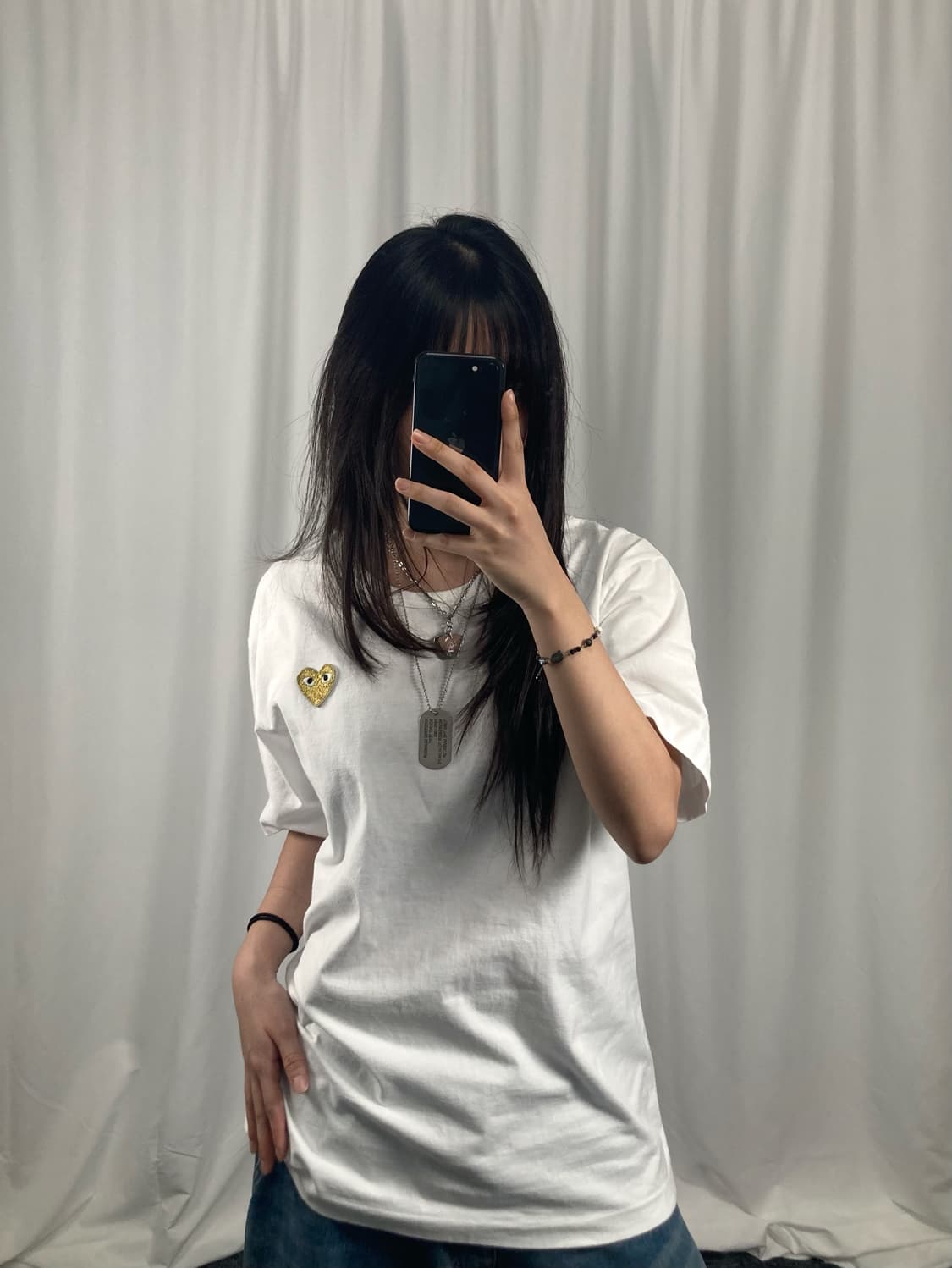 꼼데가르송 골드와펜 화이트 반팔 상품이미지1