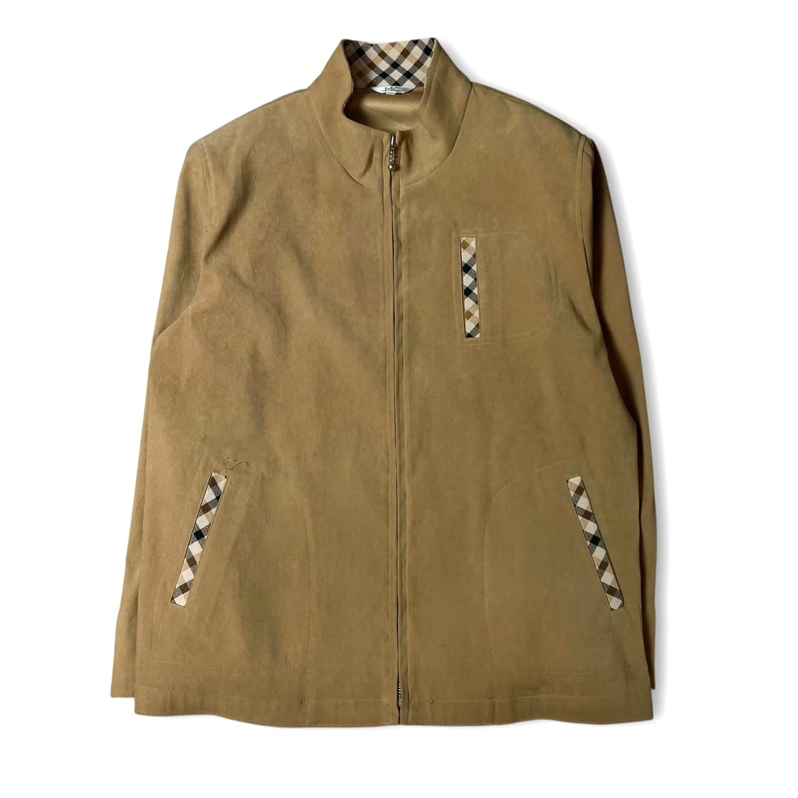 JPN 베이지 스웨이드 체크 포인트 자켓 상품이미지1