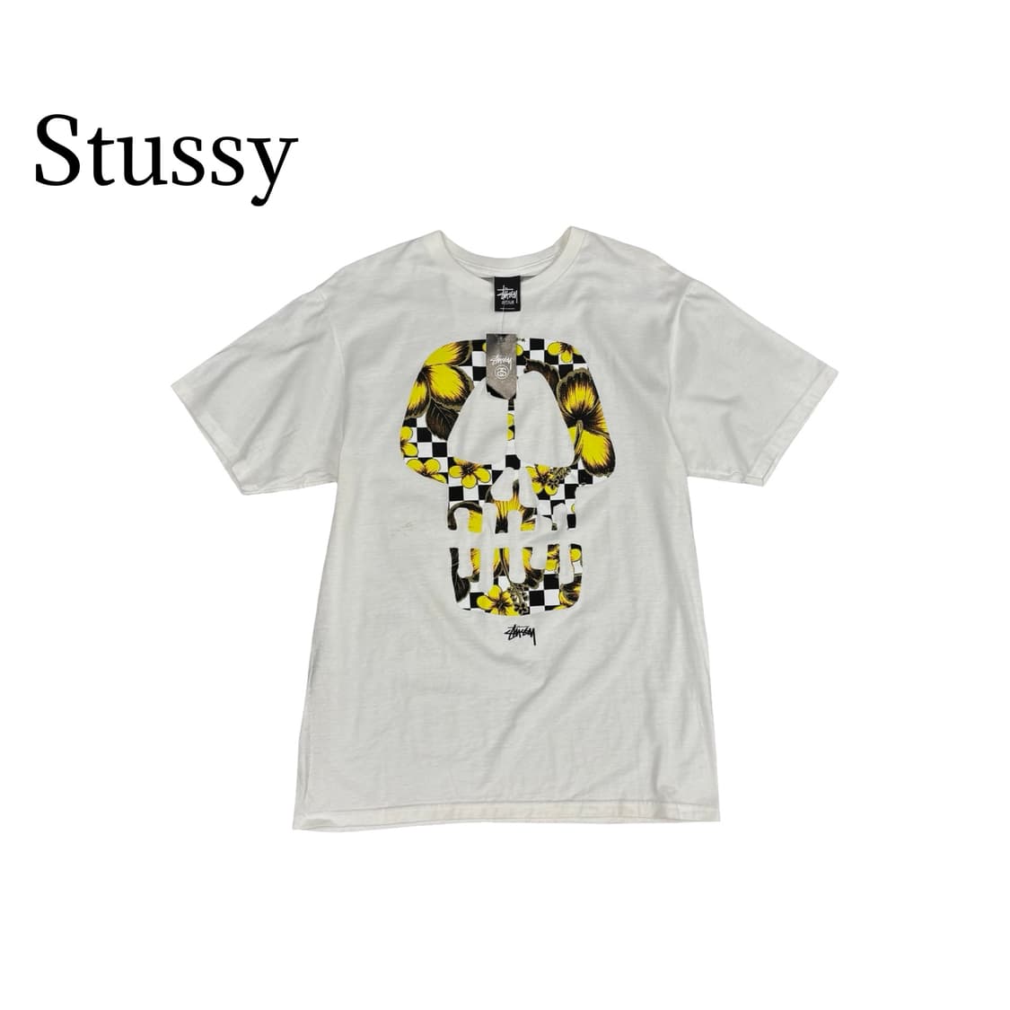 (90)Stussy 스컬 로고 반팔 티셔츠 화이트 상품이미지1