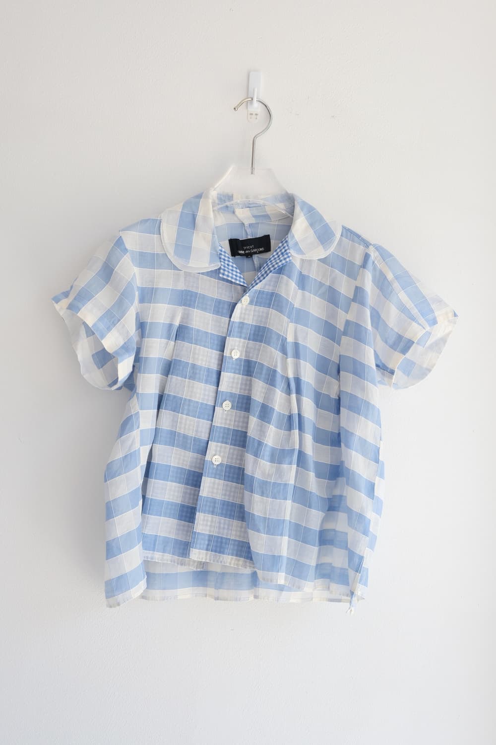 Blue check layered collar top 상품이미지1