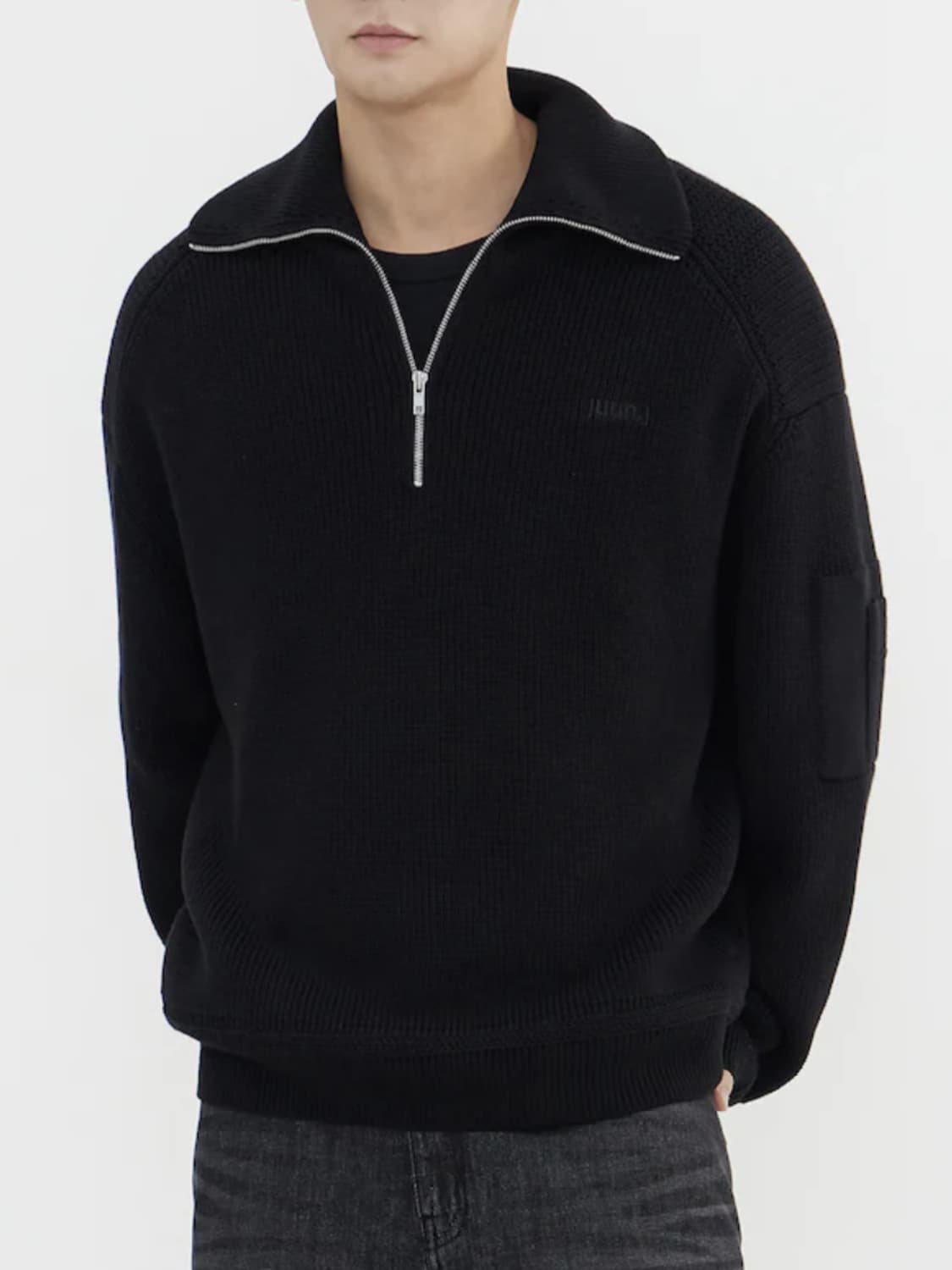 [S] 준지 26SS 신상 티칼라 반집업 니트 블랙 상품이미지9