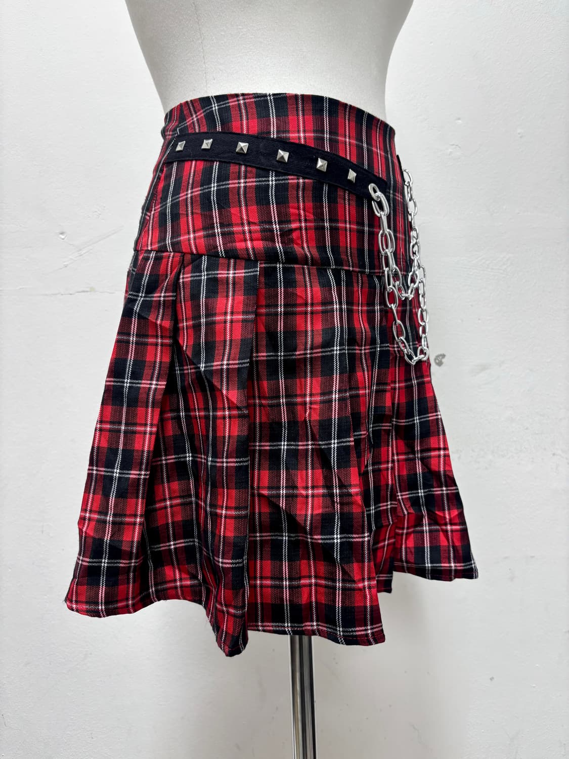 [PUNK]Red Check Chain Skirts 상품이미지4