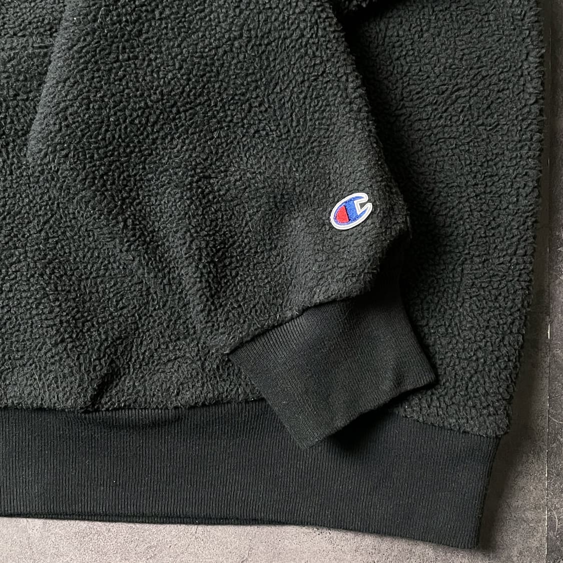 CHAMPION 챔피온 빈티지 블랙 하프집업 후리스 후드티 A00494 상품이미지4