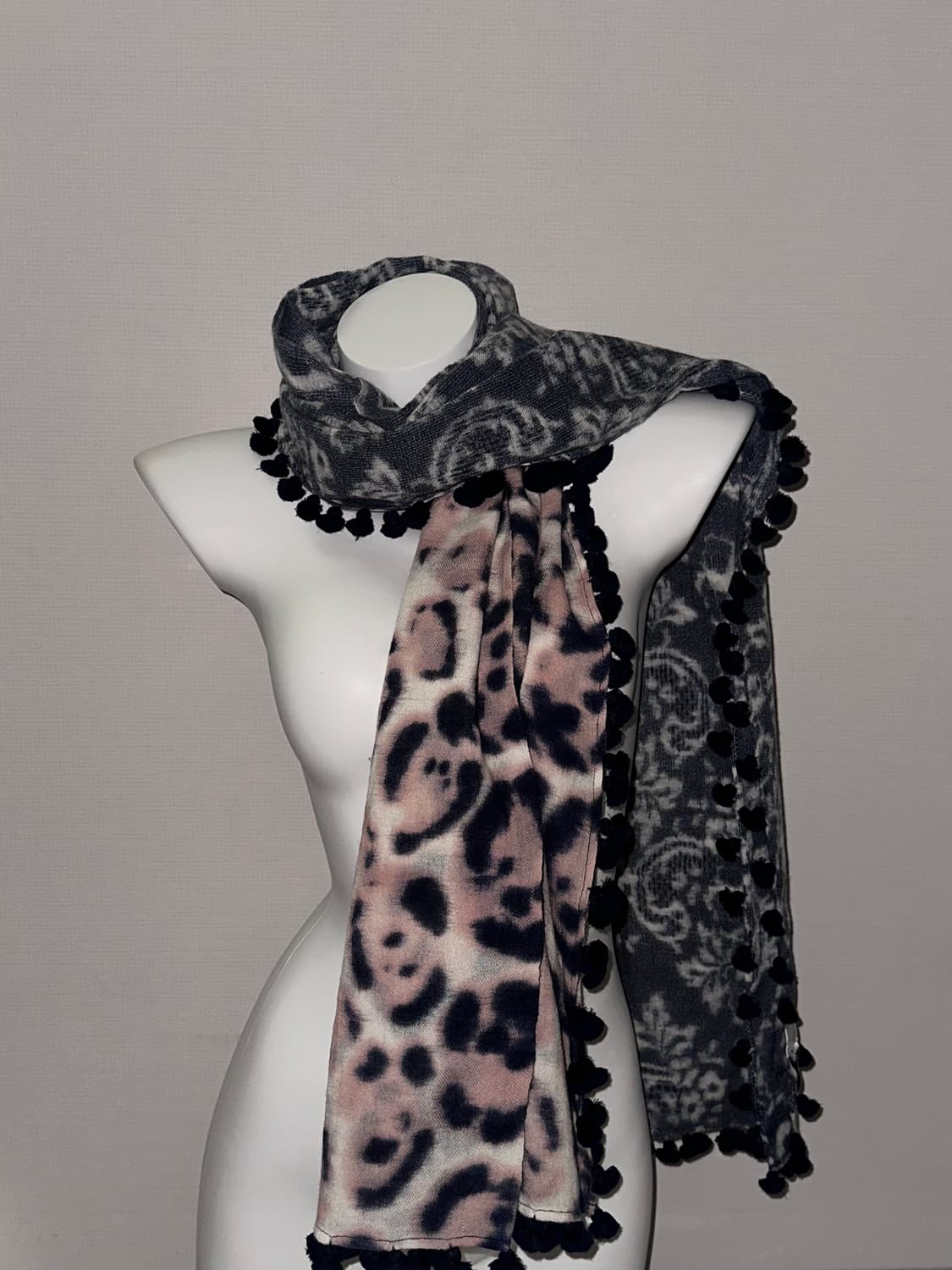 핑크 갸루 호피오리엔탈 울 머플러 상품이미지1