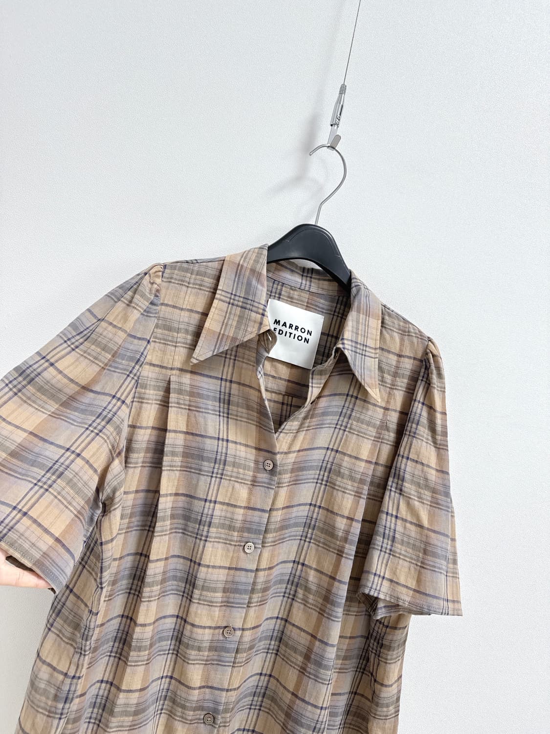 마론에디션 체크 코튼 블라우스 상품이미지3