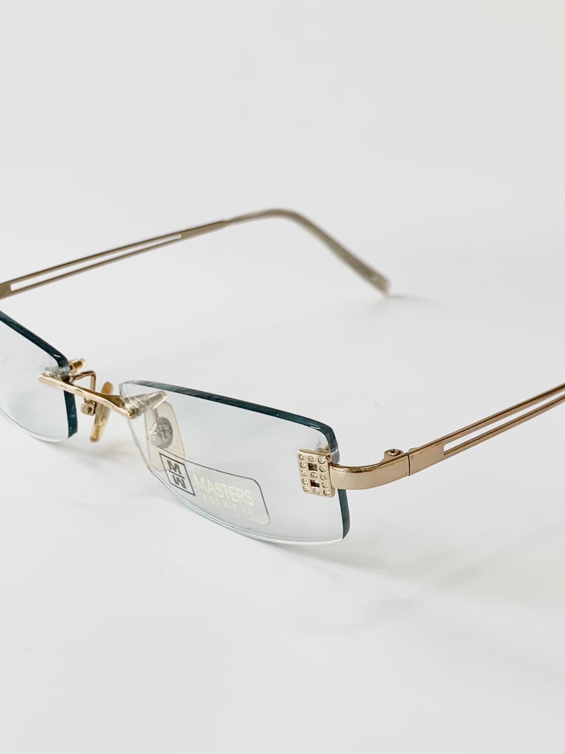 [픽키-633] 골드 무테 안경 프레임 크리스탈 디테일 상품이미지6