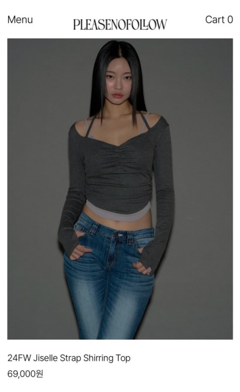 플리즈노팔로우 지젤탑 멜란지 블랙 상품이미지2