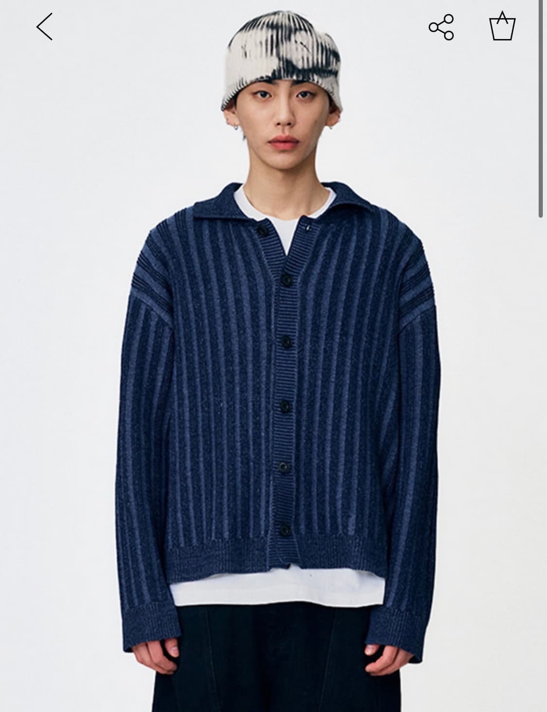 라그랑지 스트라이프 니트 가디건 네이비 M사이즈 상품이미지3