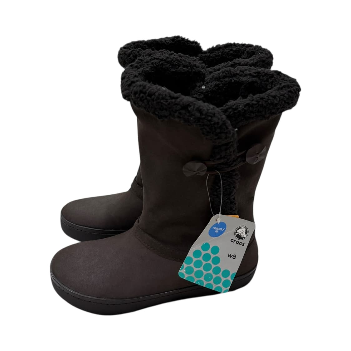 크록스 모데사 스웨이드 모리걸 퍼 부츠 브라운 250 상품이미지1