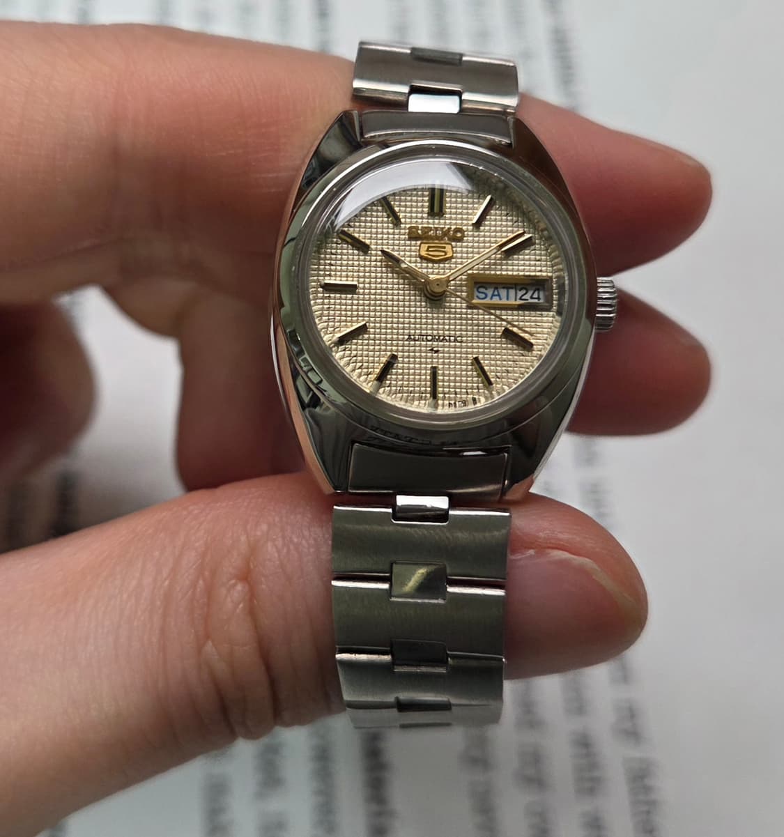 빈티지 세이코 터틀형 골드 와플판 오토매틱 여성용 브레이슬릿 ver. 상품이미지3