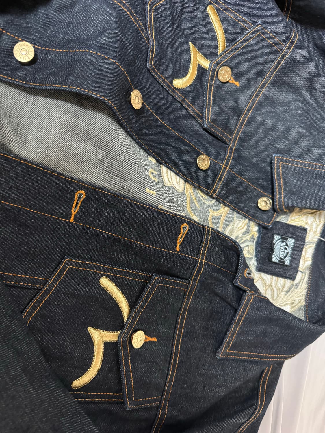 에비수 데님 자켓 자수 용자켓 상품이미지2