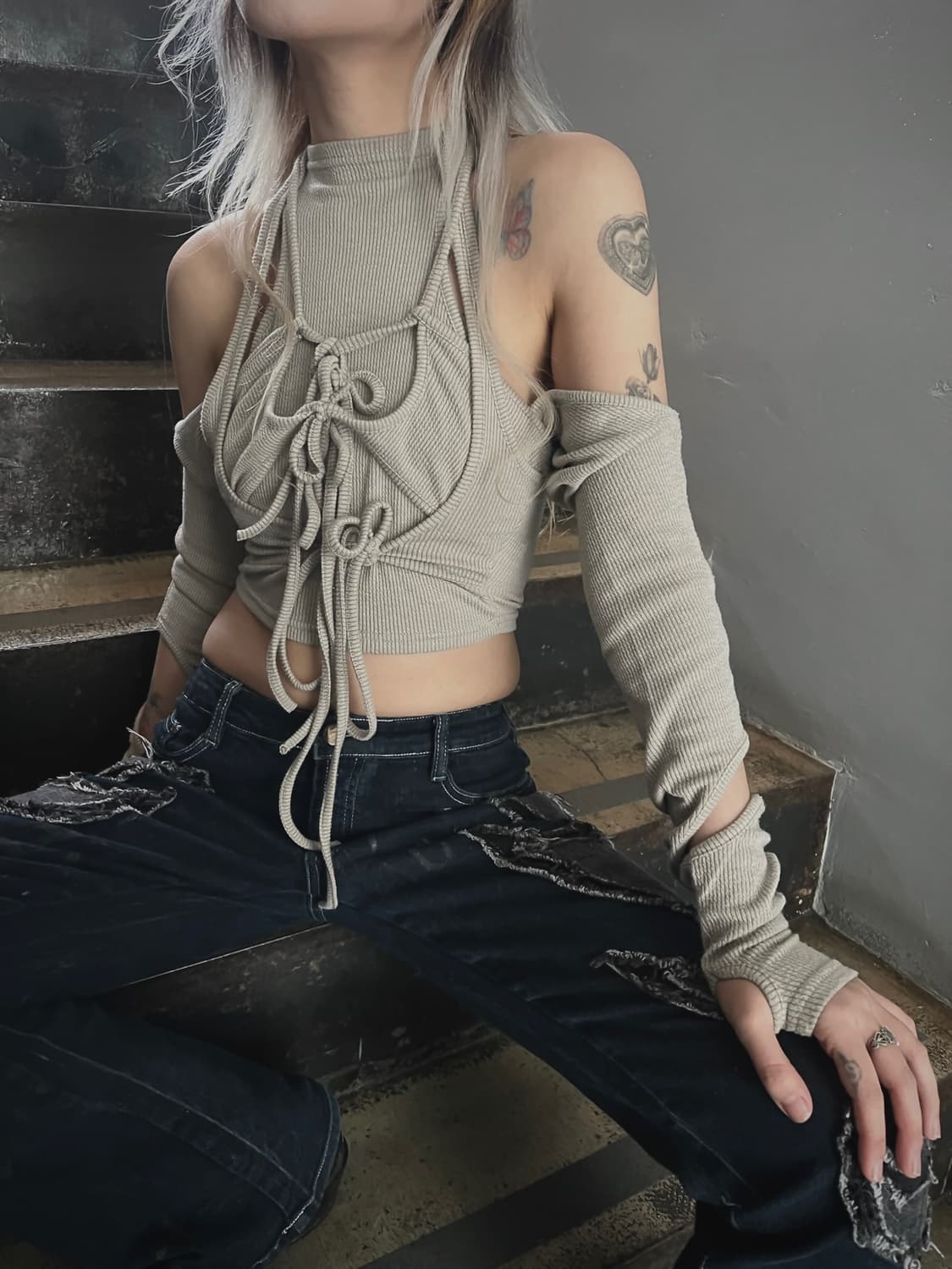 혜인 서 마크라메 투웨이 슬림 워머탑 상품이미지4