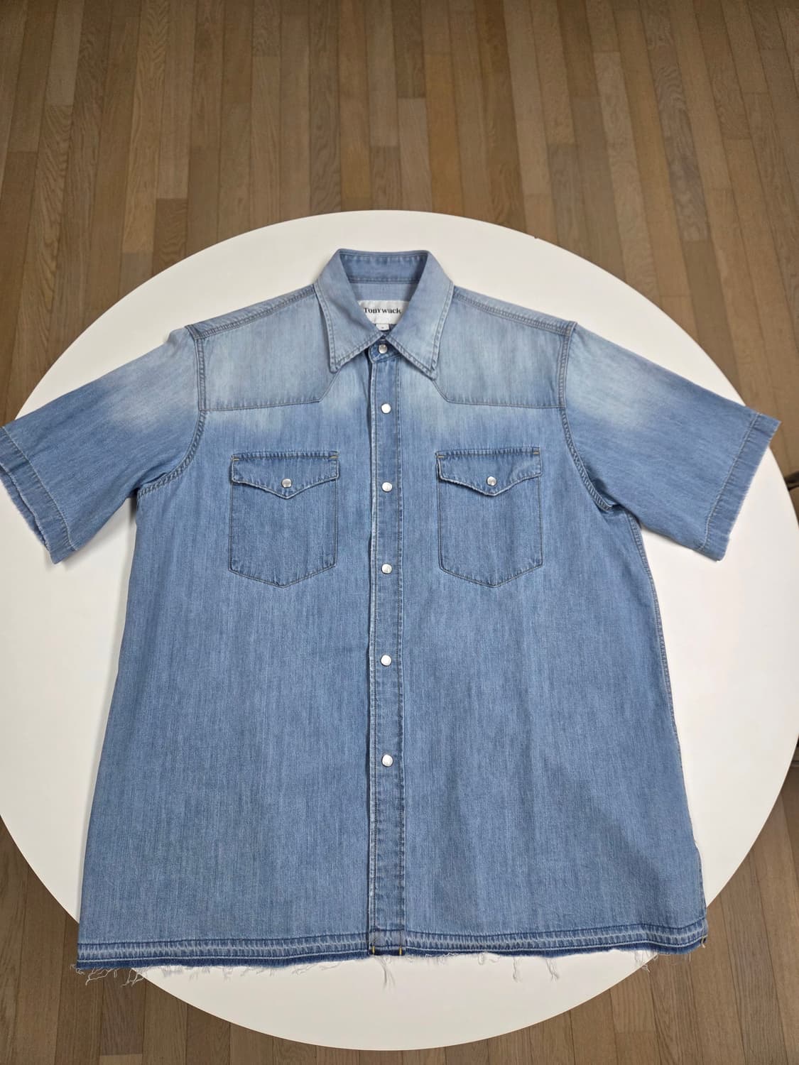 토니웩 워시드 데님 컷오프 반팔셔츠 m사이즈 상품이미지1