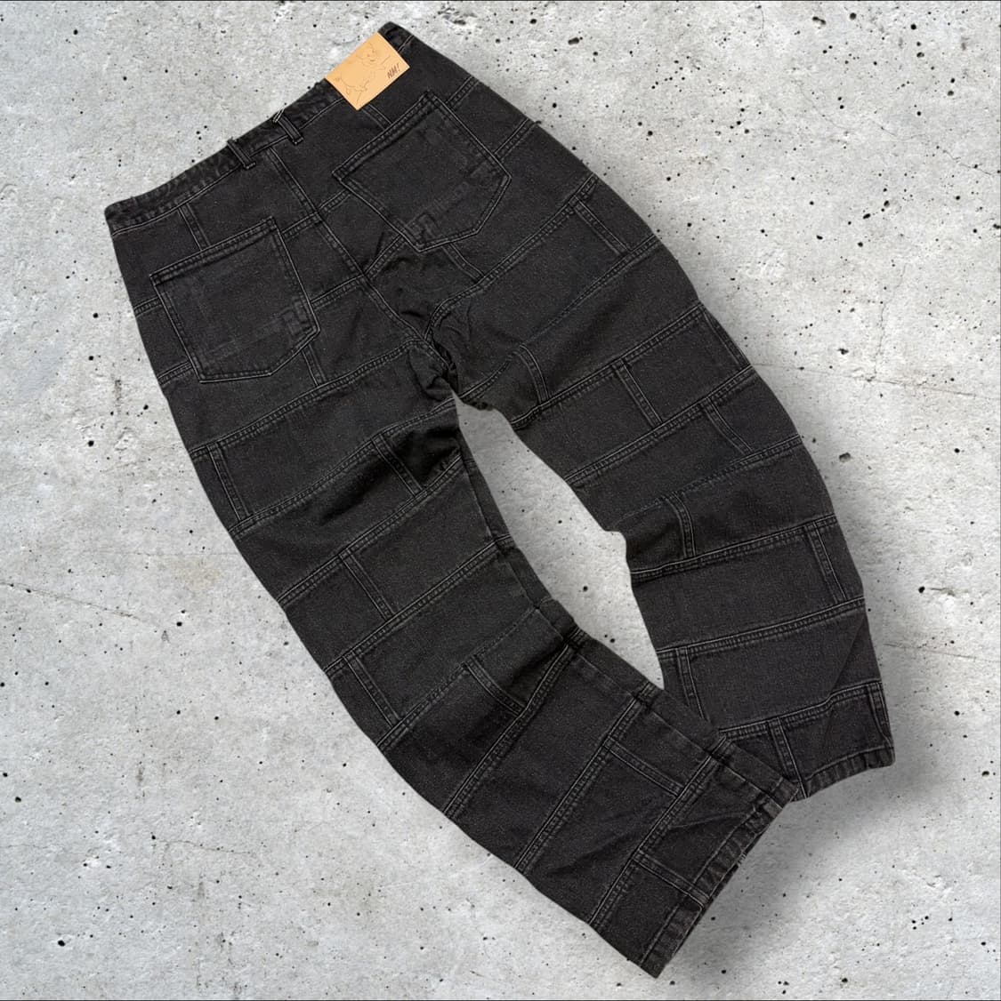 [L] 노매뉴얼 블럭 블랙 패치워크 데님 팬츠 D898 상품이미지1