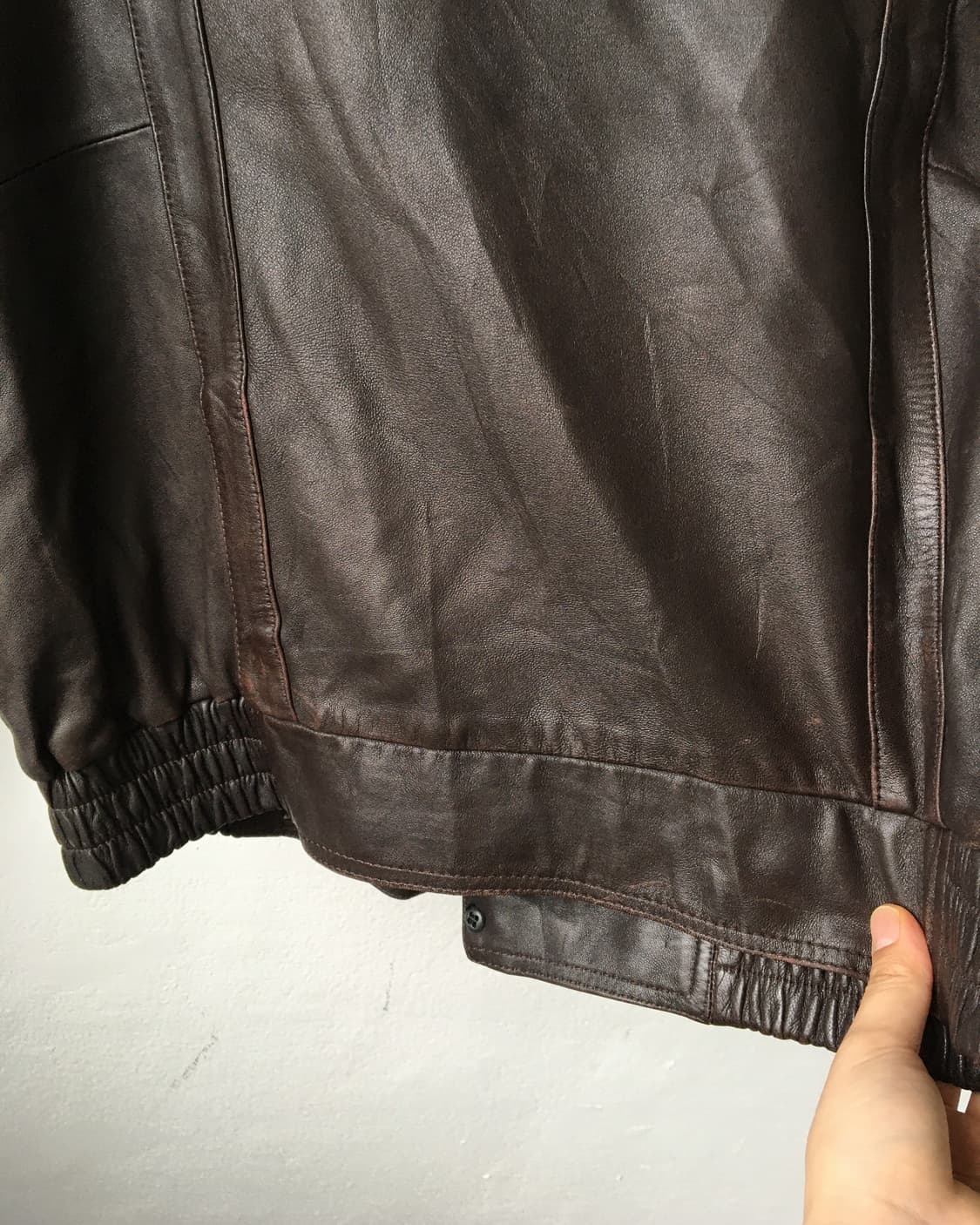 Leather bomber brown jacket 상품이미지7