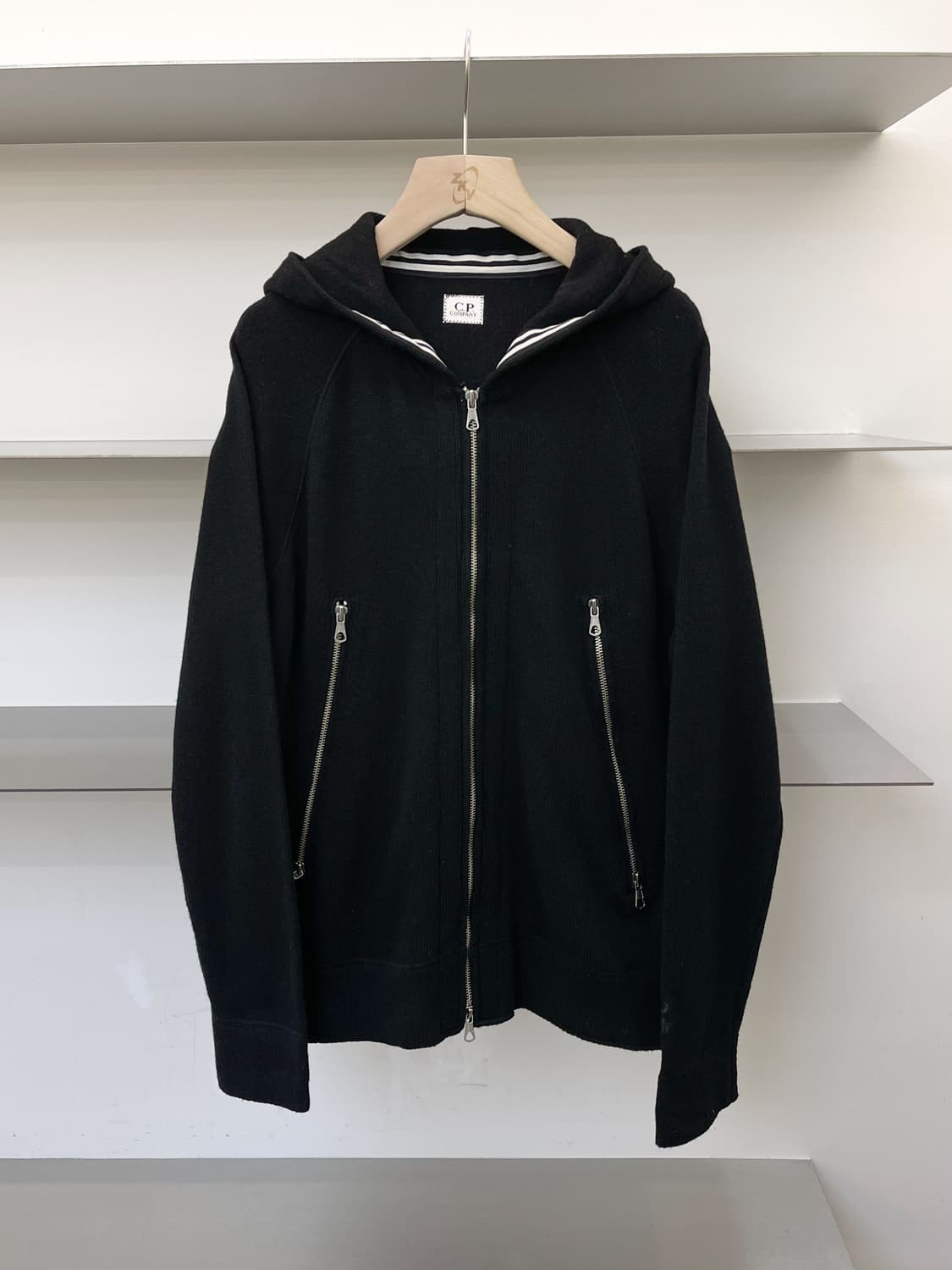 씨피 컴퍼니 90s 더블 다이애그널 집 울 니트 상품이미지3