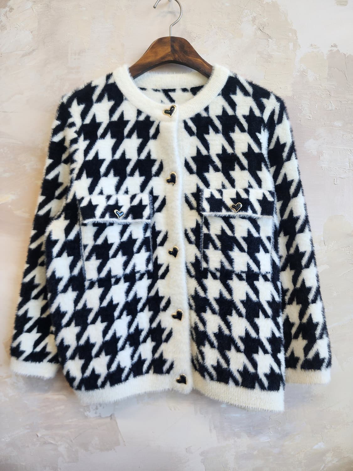 하운드 체크 아이보리 자켓 가디건 상품이미지1