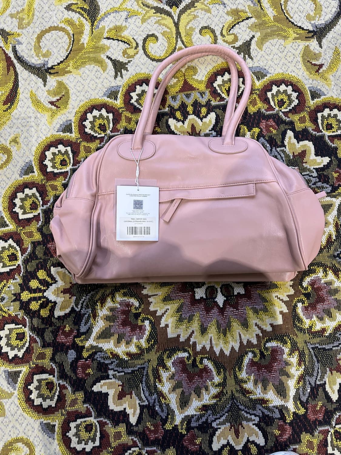 크리스틴프로젝트 투지퍼 핑크 레더백 상품이미지2