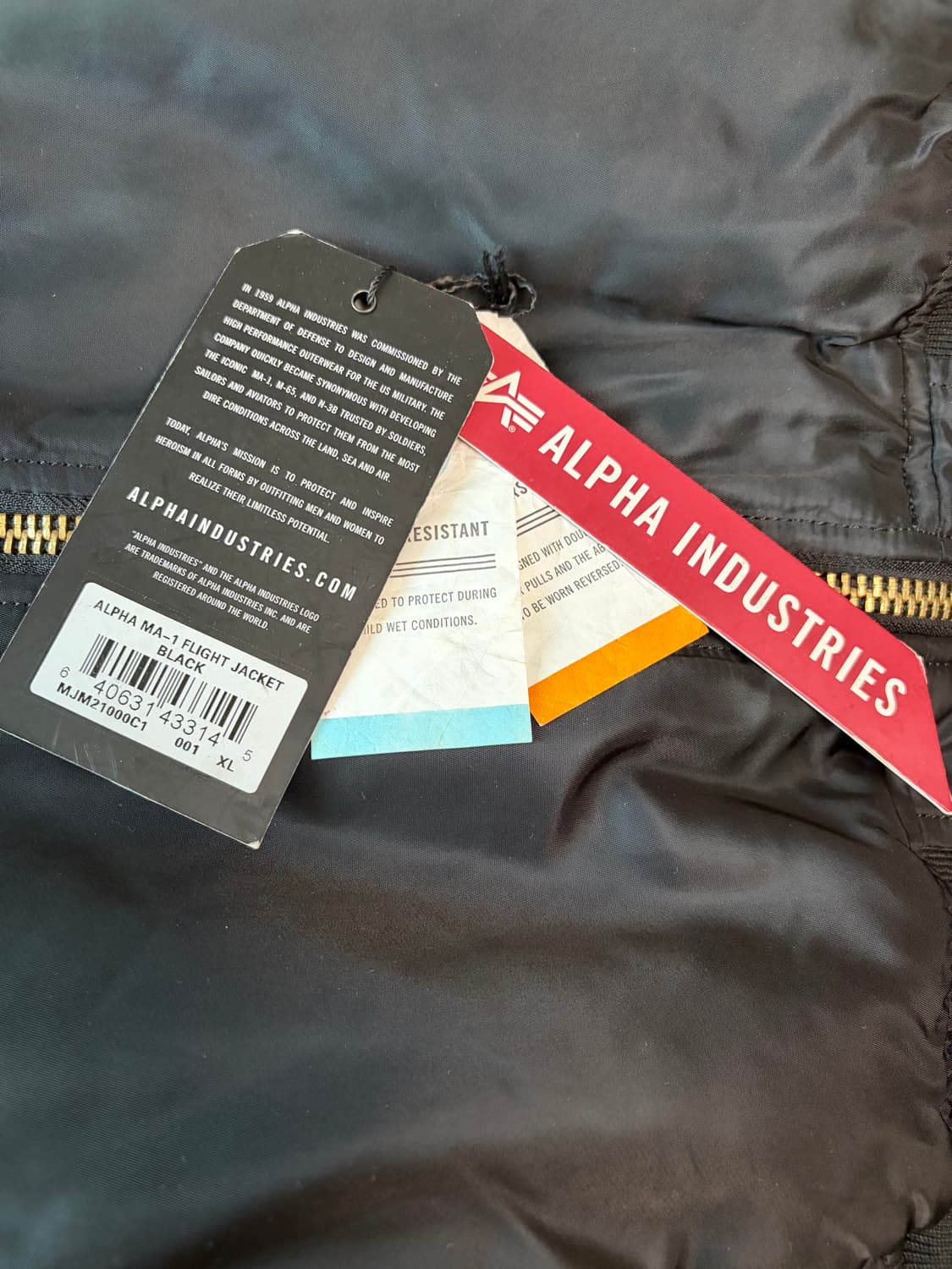 [XL] 알파인더스트리 MA-1 플라이트 봄버 자켓 레귤러핏 (블랙) 상품이미지4