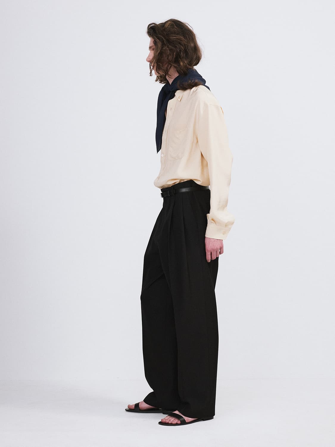 [새상품] 렉토 26SS 더블 플리티드 수트 팬츠 블랙 상품이미지3