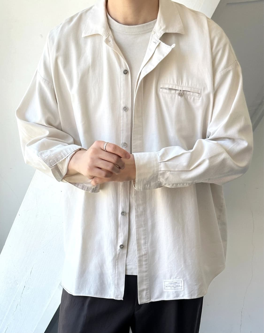 Design collar brushed cotton shirt 상품이미지8