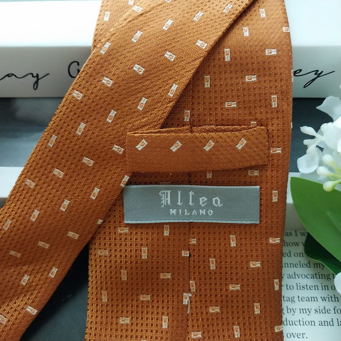 알테아 실크 오렌지 마이크로 패턴 넥타이 9.4cm A+등급 K1676
 상품이미지7