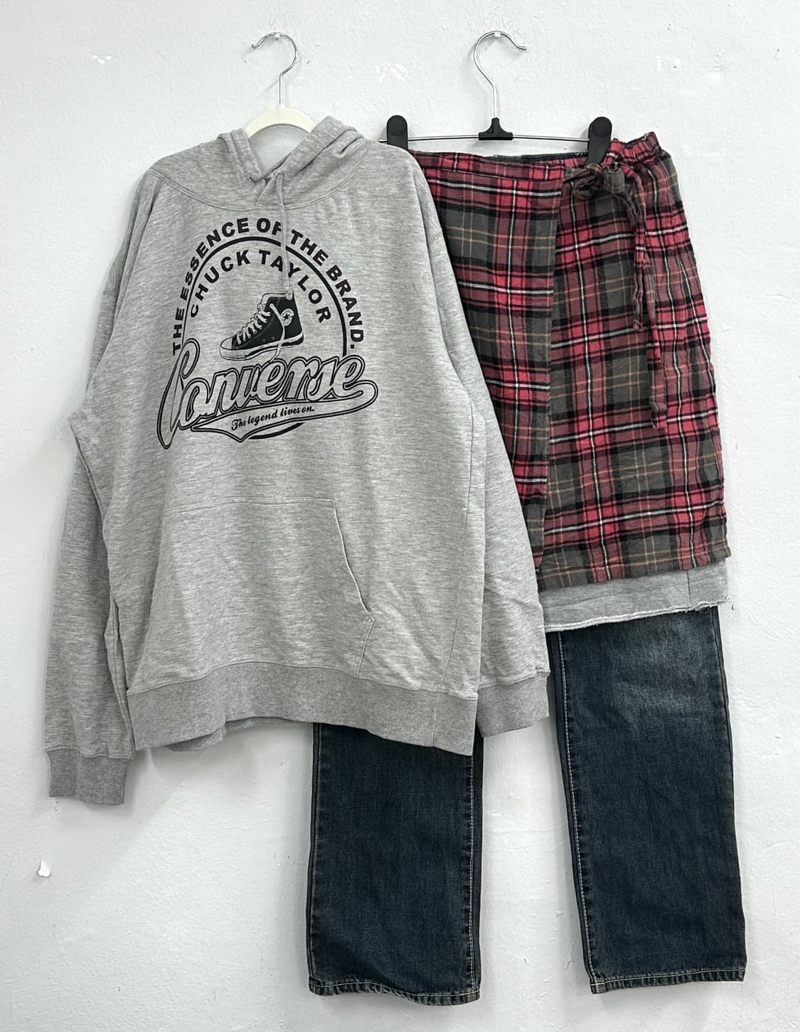 🎨하구미의 작업실 후드티 코디세트🎨 컨버스 후드티 랩스커트 그런지 상품이미지2