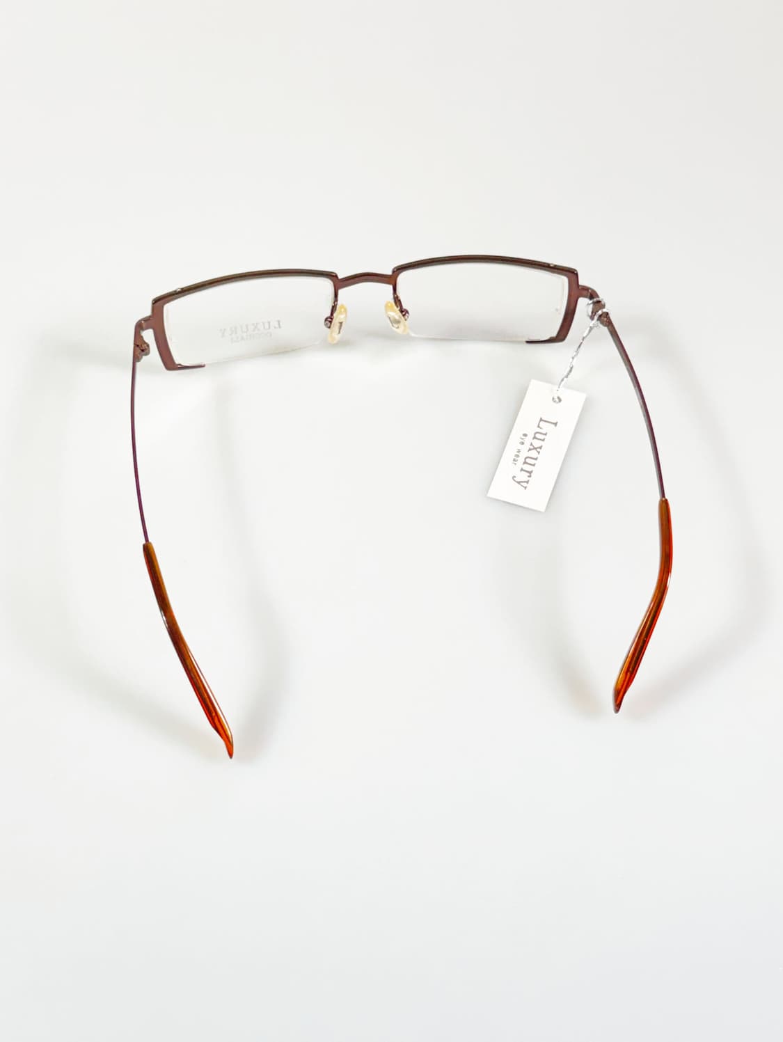 LUXURY OCCHIALI 브라운 메탈 반무테 스퀘어 빈티지 안경 상품이미지5