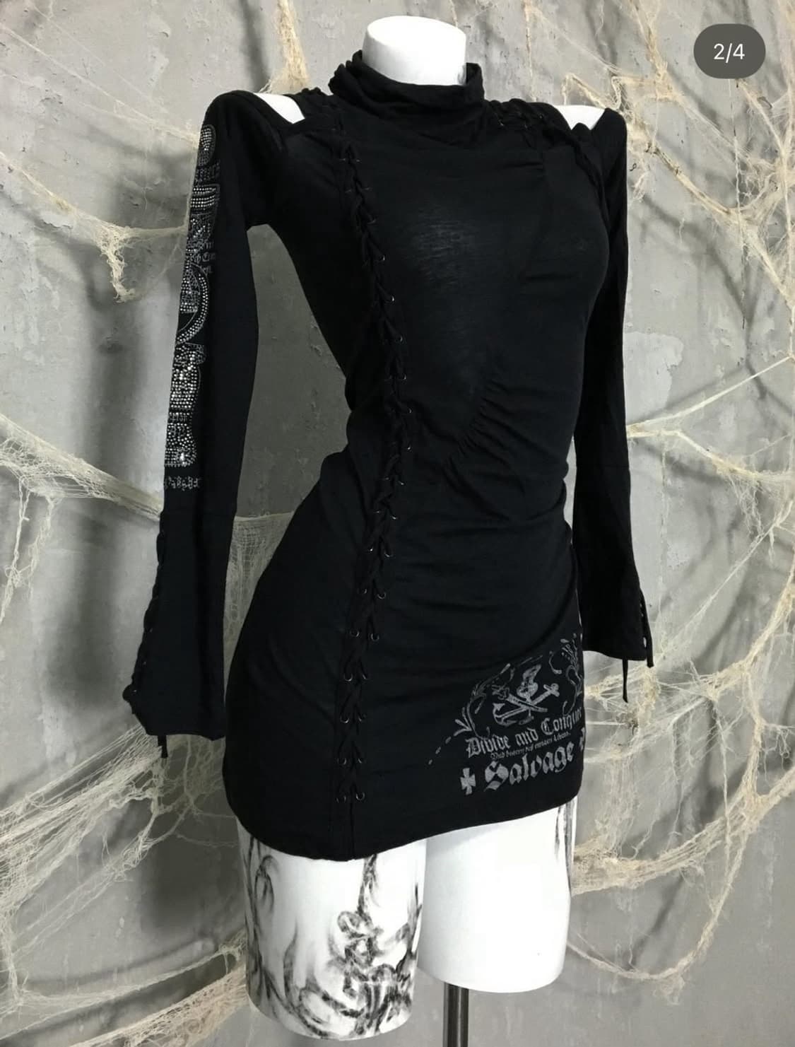 Salvage black long neck dress 상품이미지2