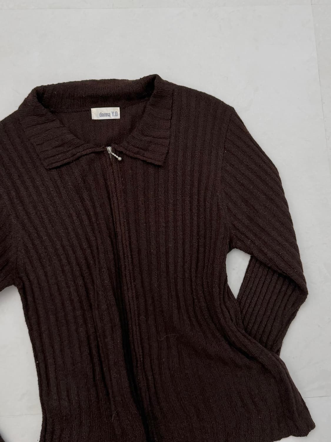 브라운 골지 니트 집업 상품이미지6