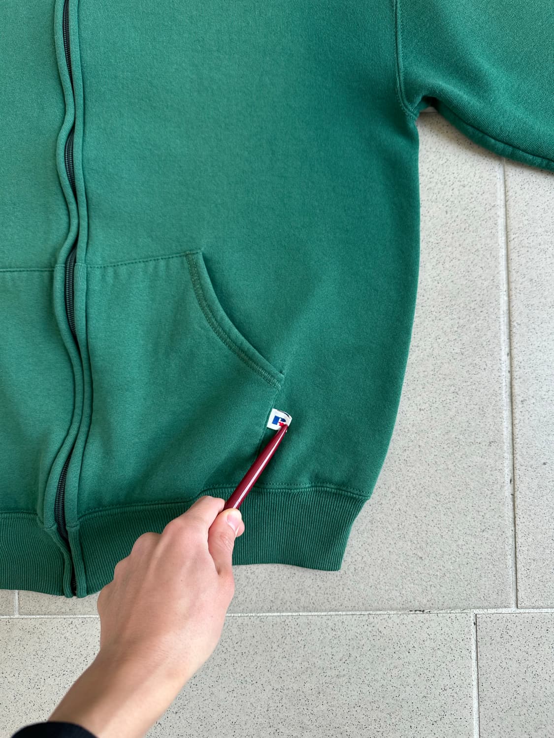 90s 빈티지 러셀 후드집업 그린 L USA 상품이미지3