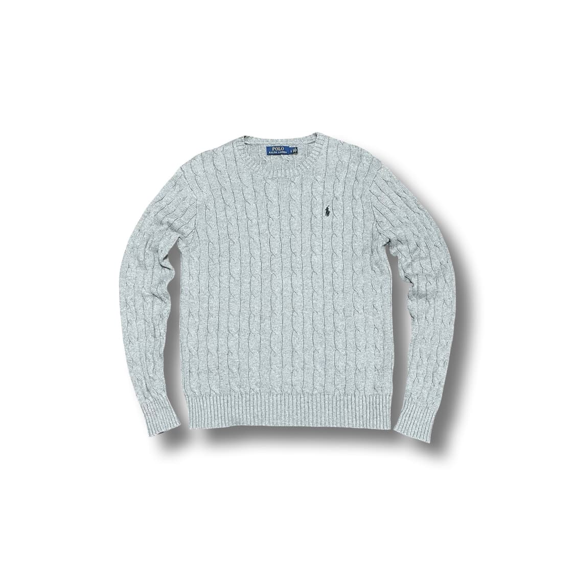 [L] 폴로 랄프로렌 케이블 니트 꽈배기 스웨터 회색 상품이미지1