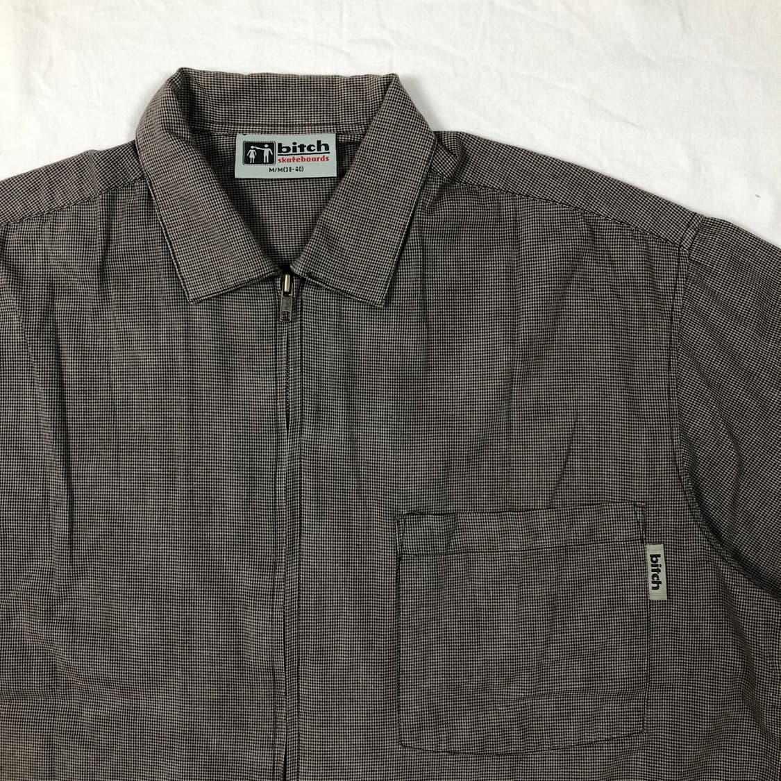 90s 비치스케이트보드 bitch 포켓 체크 지퍼셔츠 상품이미지2