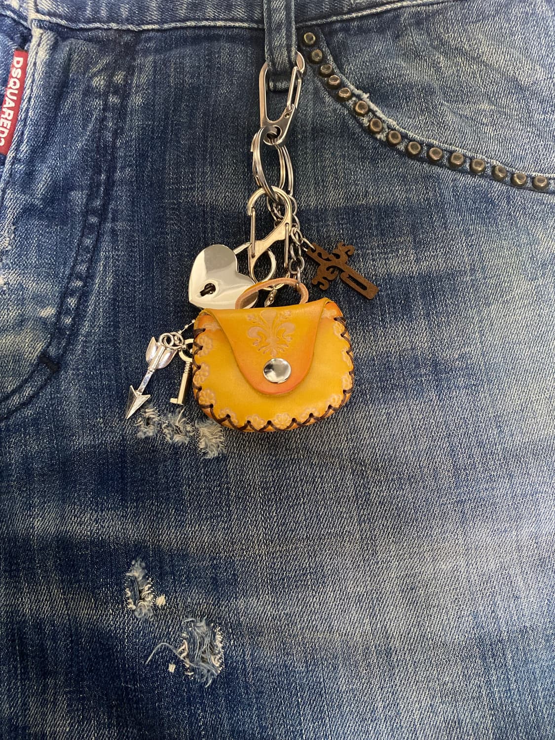 빈티지 레더 미니 파우치 키링 상품이미지2