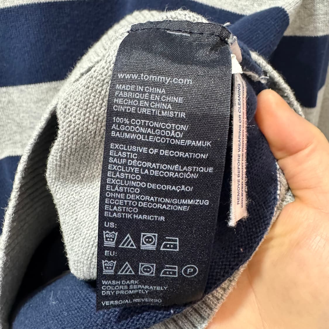 타미힐피거 스트라이프 반집업 니트 (XS)  상품이미지5